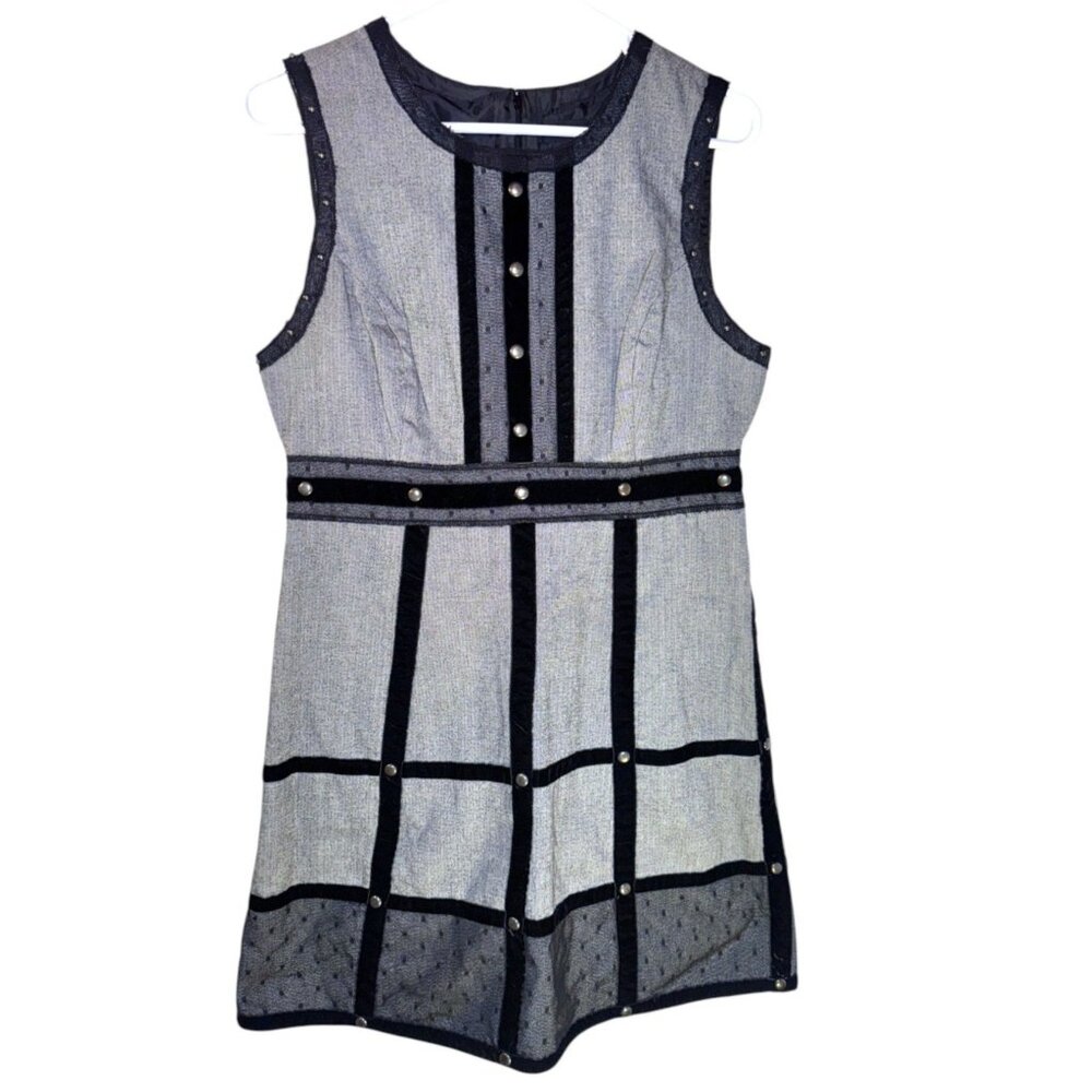 Anne Ryu Womens Size 11 Sleeveless Black & Gray Cage Dress With Studded Detail - Picture 2 of 11